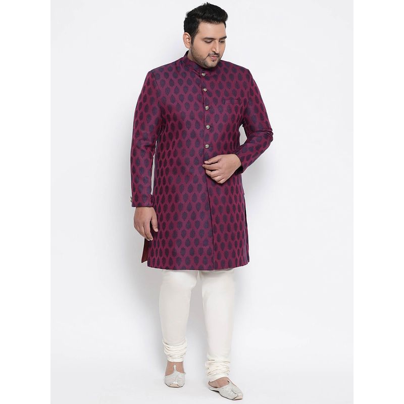 KISAH PLUS Purple Woven Sherwani And Churidar (Set of 2) (46)