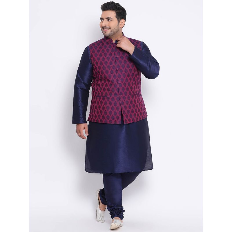 KISAH PLUS Purple Woven Kurta Jacket Set (Set of 3) (46)