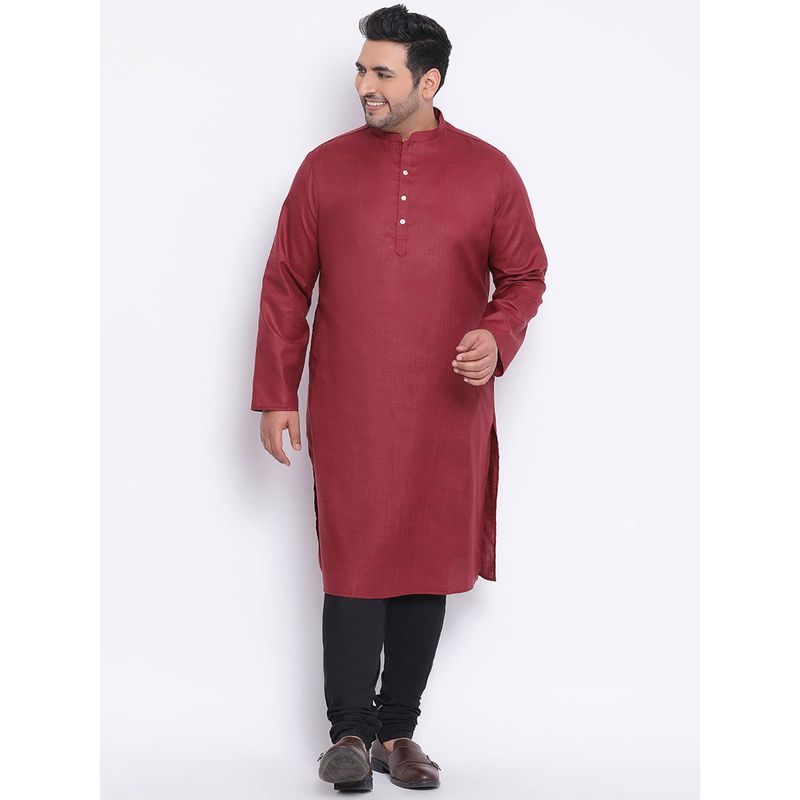 KISAH PLUS Maroon Solid Kurta (46)