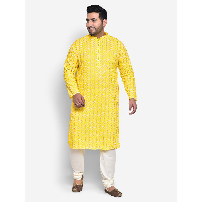 KISAH PLUS Cotton Silk Yellow Kurta (46)