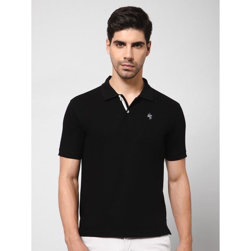 Cantabil Men Black Polo T-Shirt (M)