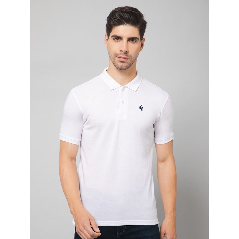 Cantabil Men White Polo T-Shirt (XL)