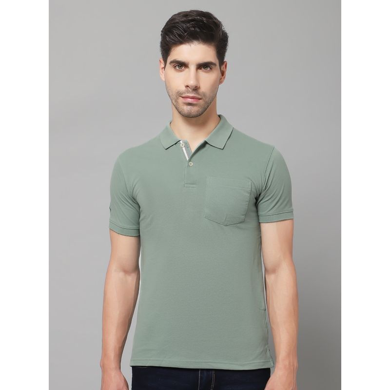 Cantabil Men Green Polo T-Shirt (XL)