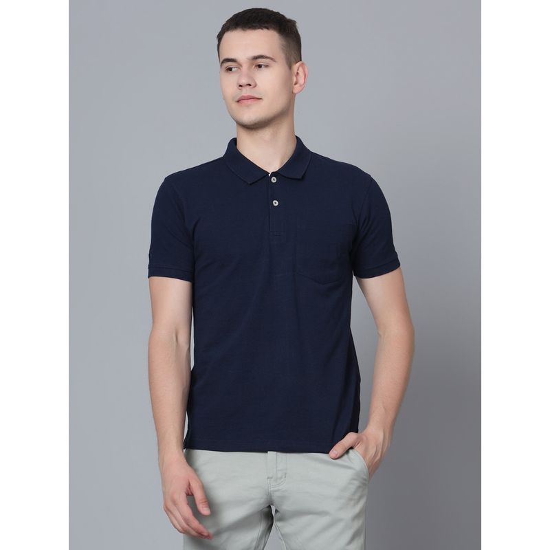 Cantabil Men Navy Blue Polo T-Shirt (XL)