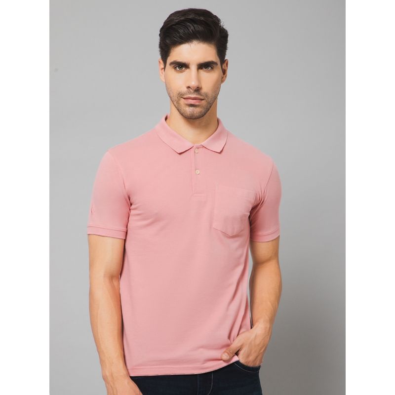Cantabil Men Pink Polo T-Shirt (XL)