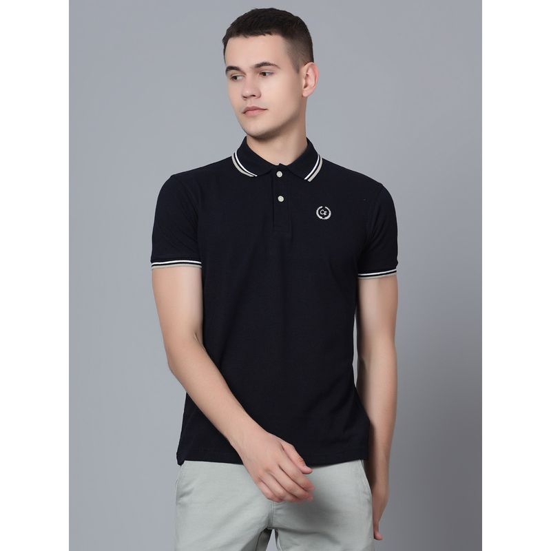 Cantabil Men Navy Blue Polo T-Shirt (M)