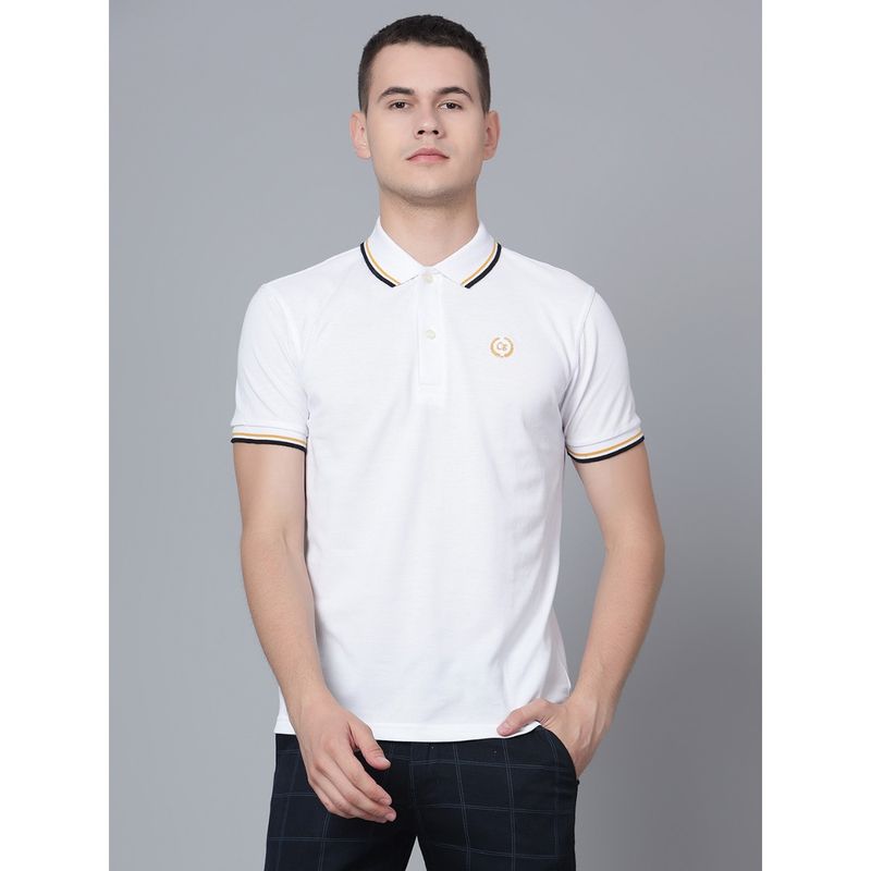 Cantabil Men White Polo T-Shirt (M)