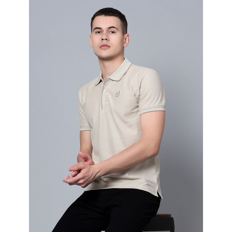 Cantabil Men Beige Polo T-Shirt (L)