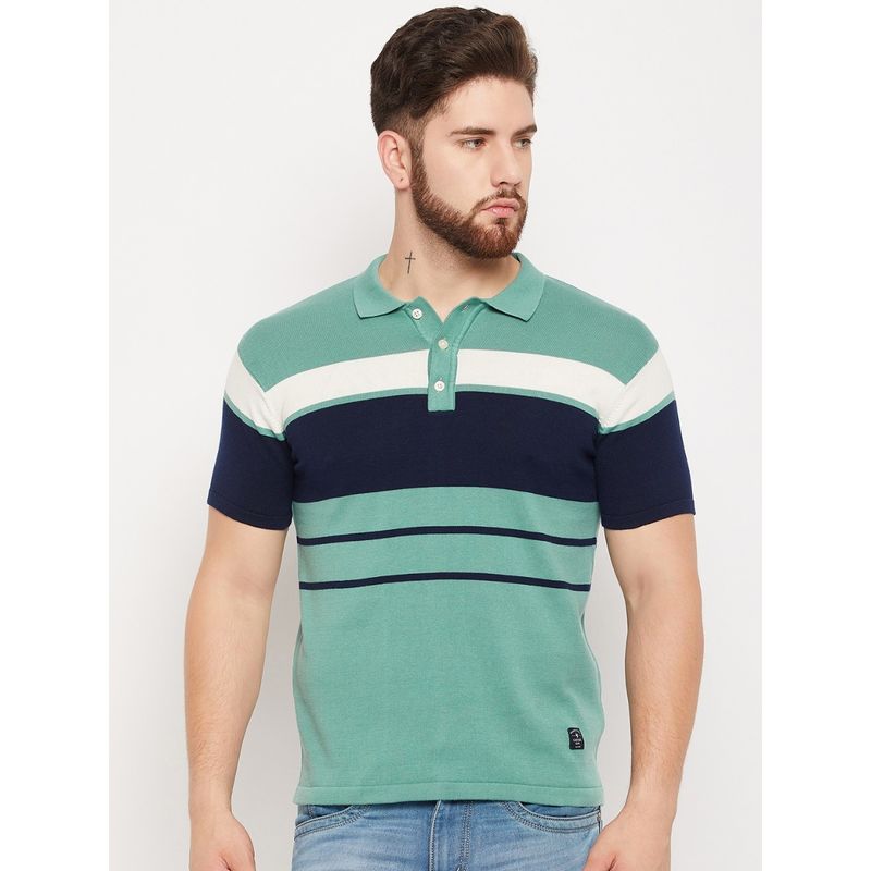 Cantabil Men Teal Polo T-Shirt (M)