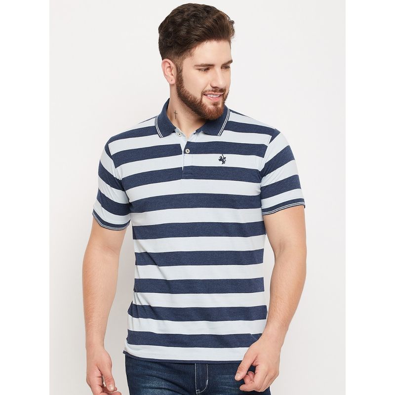 Cantabil Men Blue Polo T-Shirt (L)