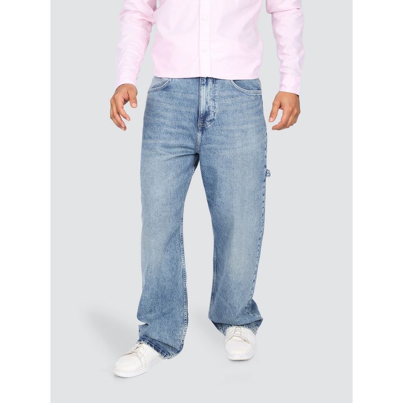 Lee Men Blue Baggy Fit Mid Rise Light Fade Jeans (32)