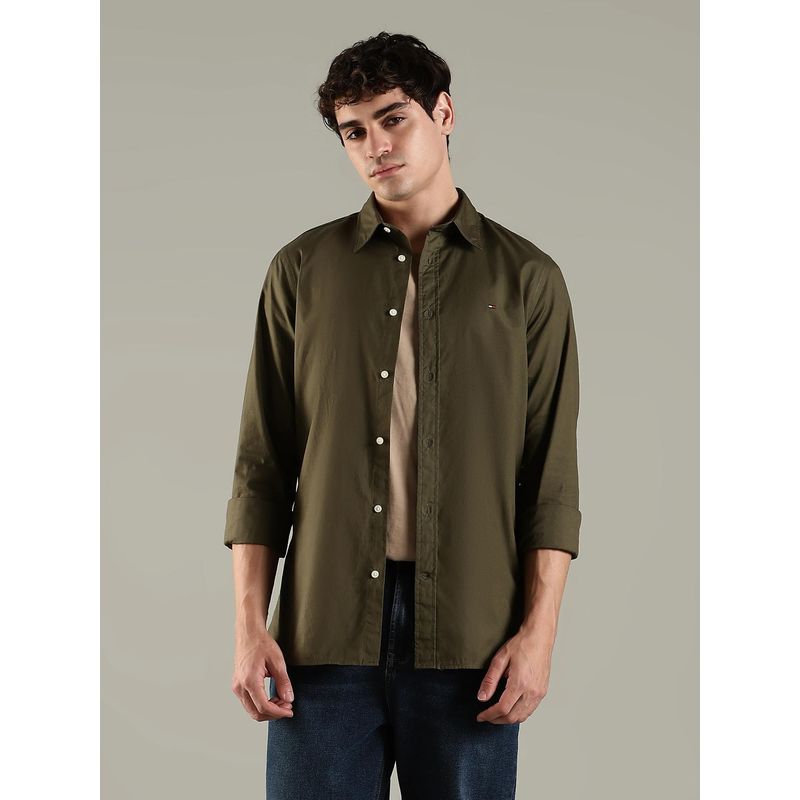 Tommy Hilfiger Solid Slim Fit Cotton Shirt (XS)