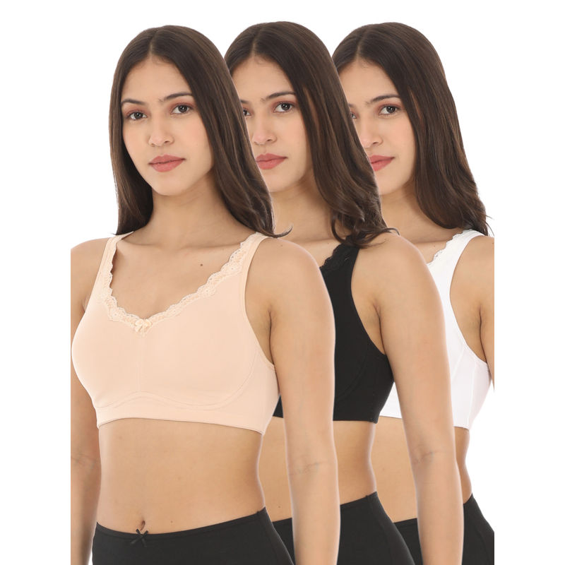 Adira Women Black White & Beige Regular Bliss Bra (Pack of 3) (30B)