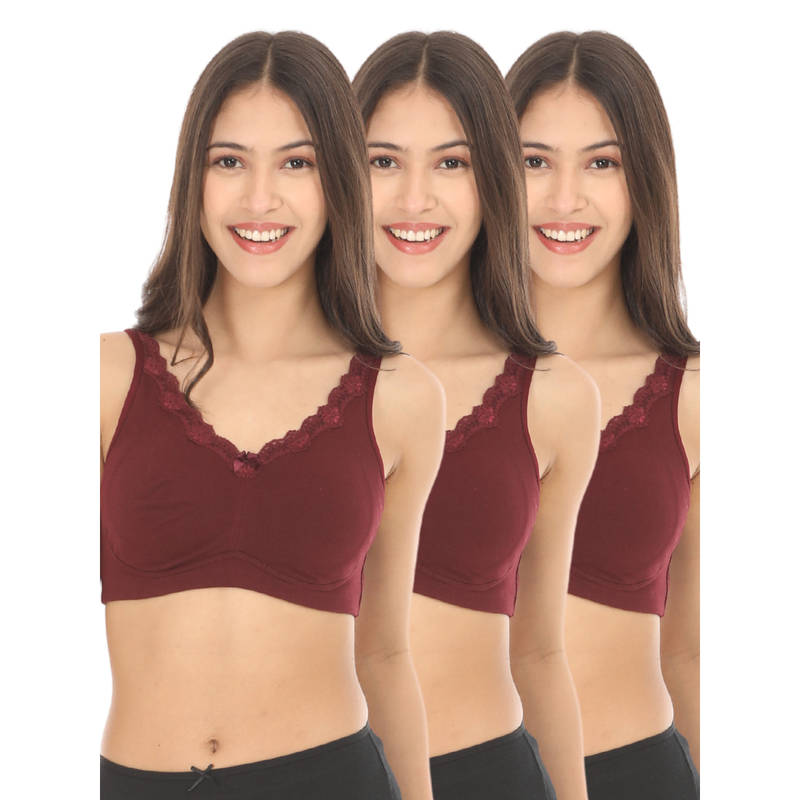 Adira Women Wine Regular Bliss Bra (Pack of 3) (30B)