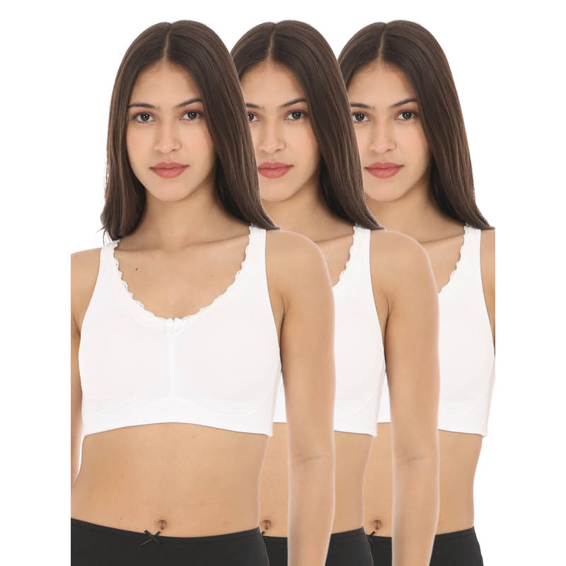 Adira Women White Regular Bliss Bra (Pack of 3) (30B)