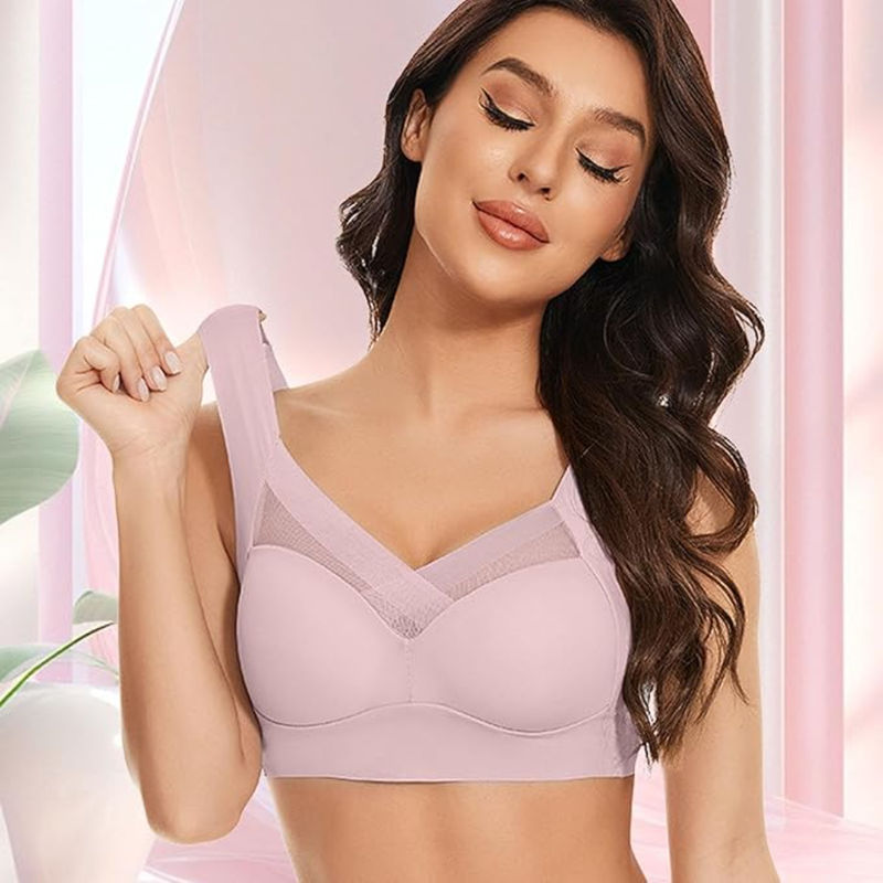 BRACHY Women Pink Wirefree Comfortable Padded Lift Push Up Pullover Bra (2XL)