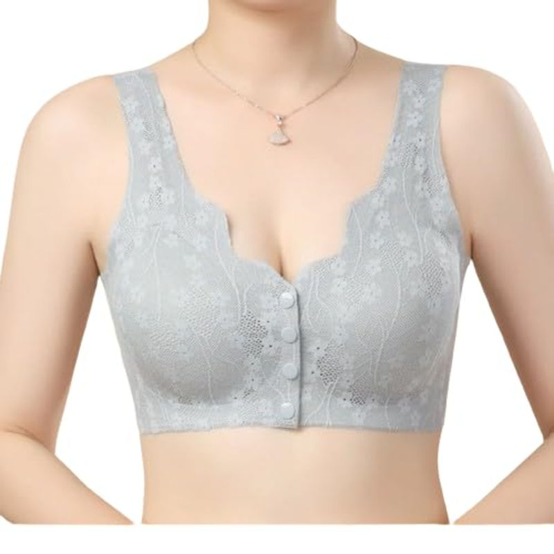 BRACHY Women Grey Front Open Maternity Feeding Bra (3XL)