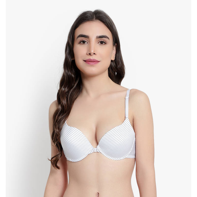 BRACHY Women White Front Open Underwire Sexy Pushup Padded Bra (32B)