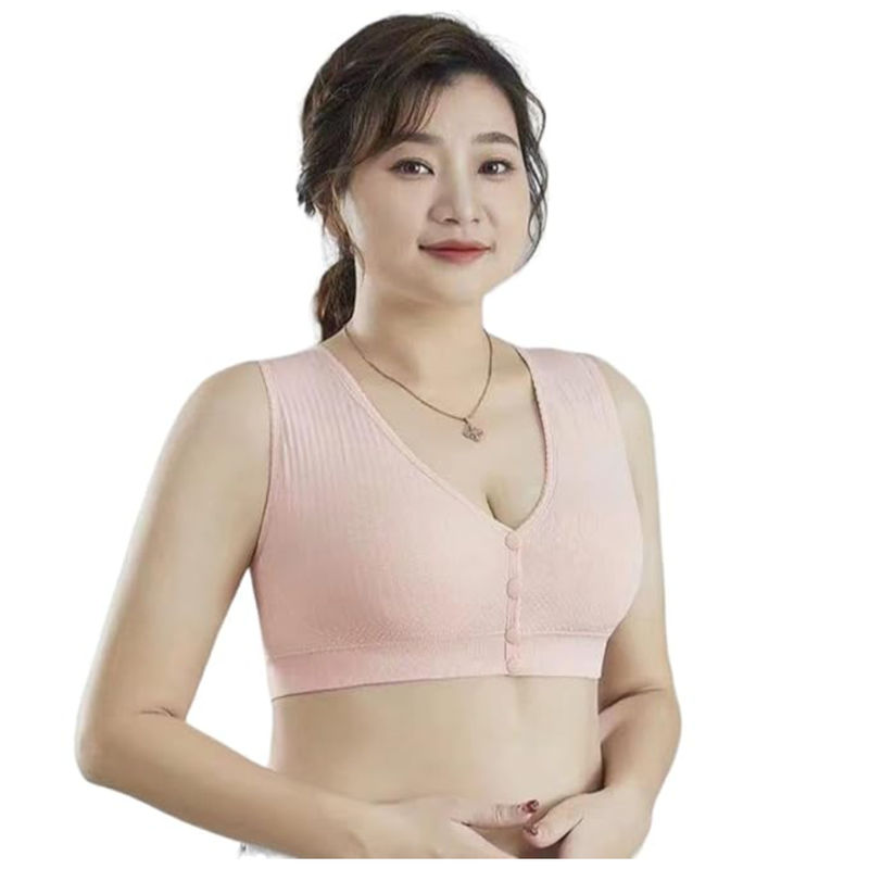 BRACHY Women Pink Cotton Front Closure New Mom Nursing Feeding Bra (42)