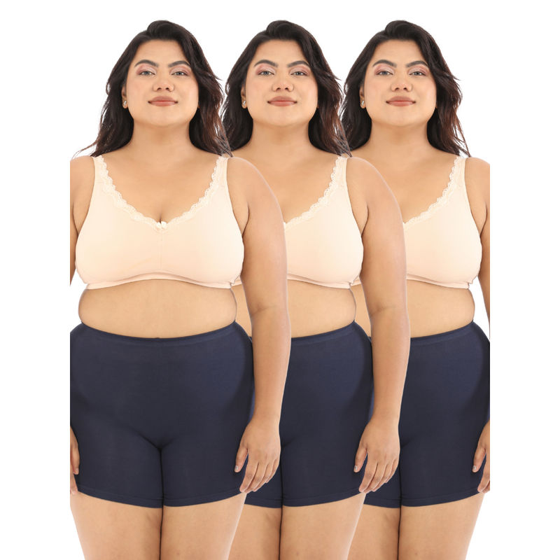 Adira Women Plus Size Beige Regular Bliss Bra (Pack of 3) (38B)