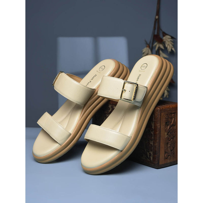Hush Puppies Women Beige Wedge Sandals (UK 5)