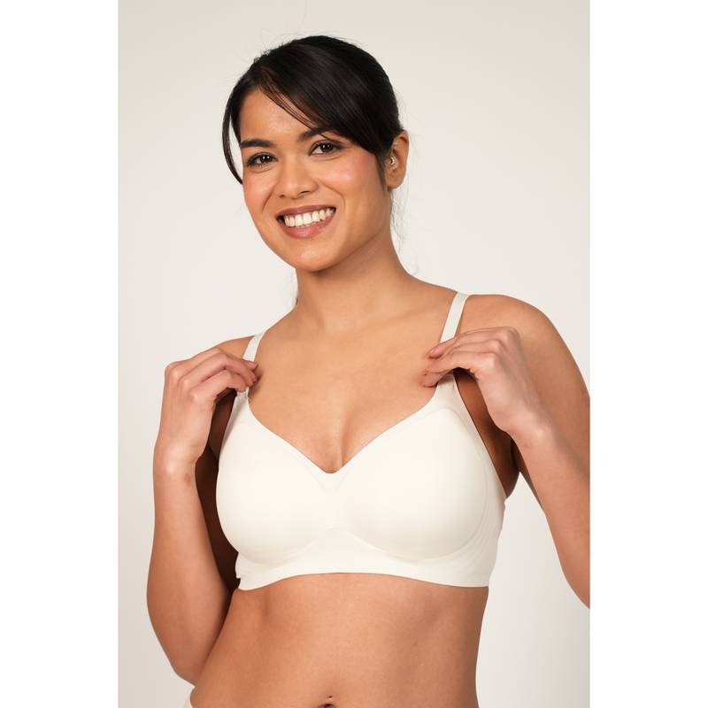 BASIQ. Everyday Seamless Teardrop T-Shirt Bra Pearl White (L)