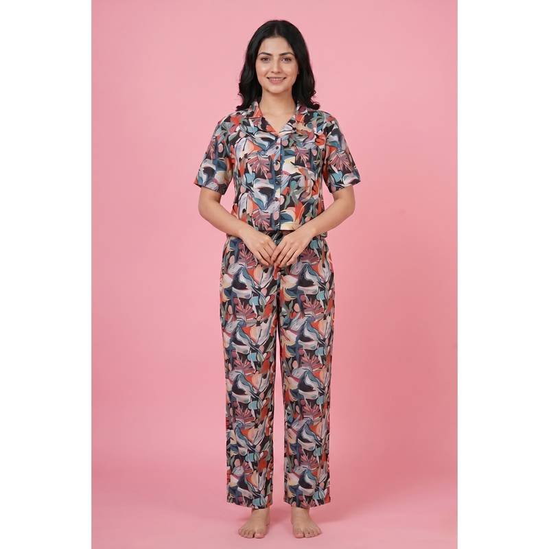 Zivame Women's Printed Shirt & Pyjama - Tap Shoe (M)