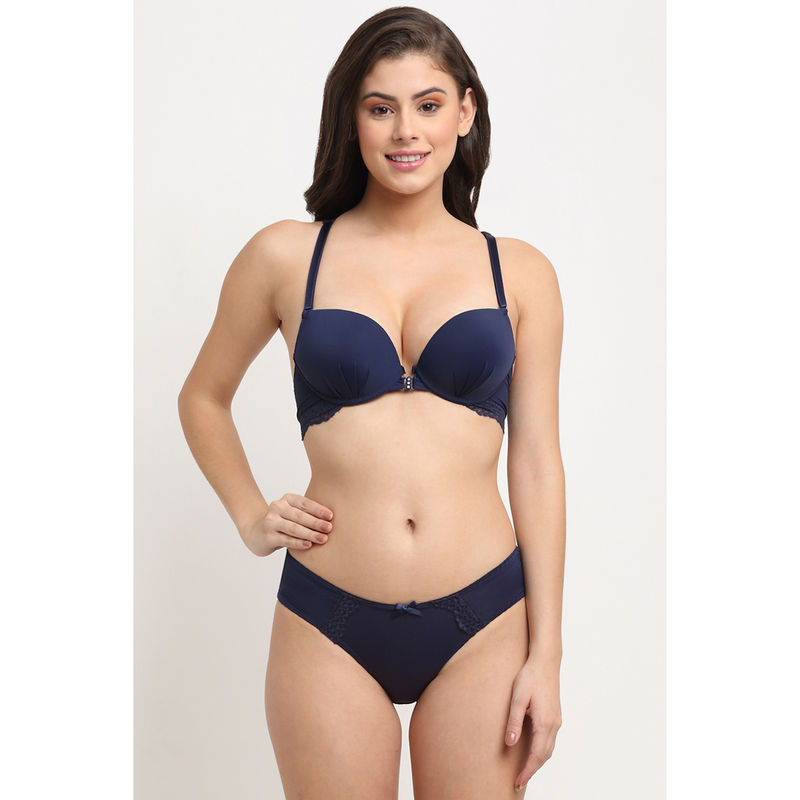Makclan Fashionable Strings Lace Lingerie - Navy Blue (Set of 2) (32B)