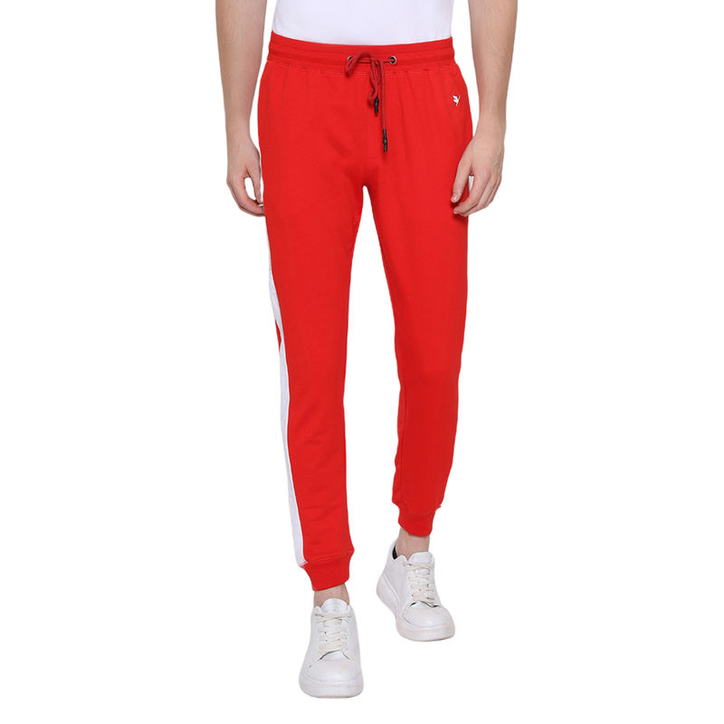 AM SWAN Cotton Rich Lycra Joggers With Contrast Tape In Red (28)