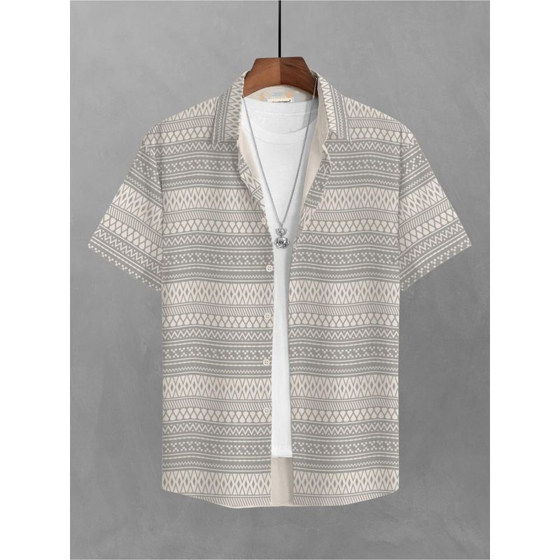 BULLMER Trendy Printed Cream Causal Shirt for Men (2XL)