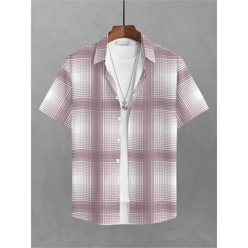 BULLMER Trendy Checks Lavender Causal Shirt for Men (S)