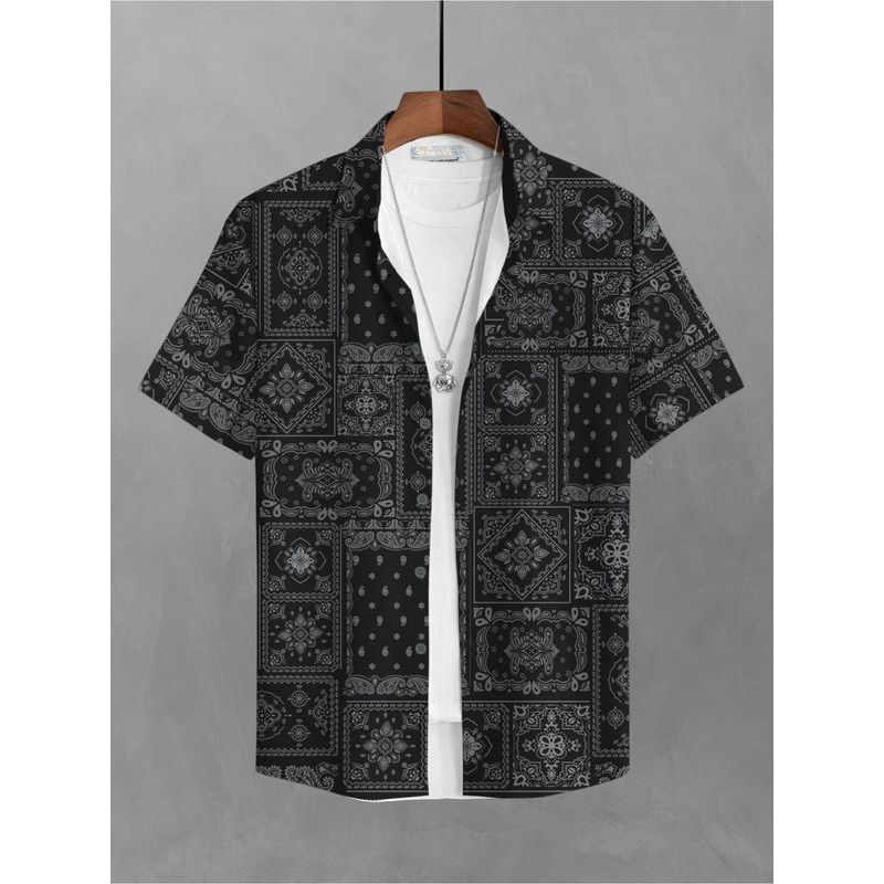 BULLMER Trendy Paisley Black Causal Shirt for Men (M)