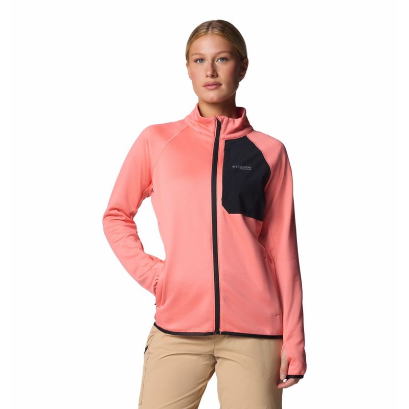 Columbia Womens Pink Omni-Wick Triple Canyon Grid Full Zip Fleece Jacket (L)