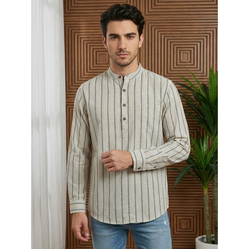 Jompers Yellow Striped Short Kurta (L)