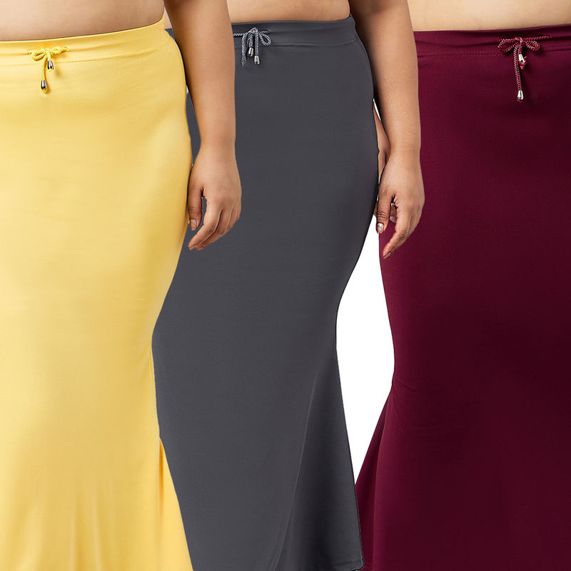Secrets By ZeroKaata Women Plus Size Seamless Mermaid Fit Saree Petticoat (Pack of 3) (L)