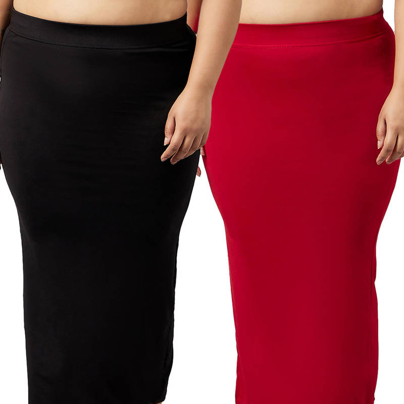 Secrets By ZeroKaata Women Plus Size Solid Seamless Saree Petticoat (Pack of 2) (L)