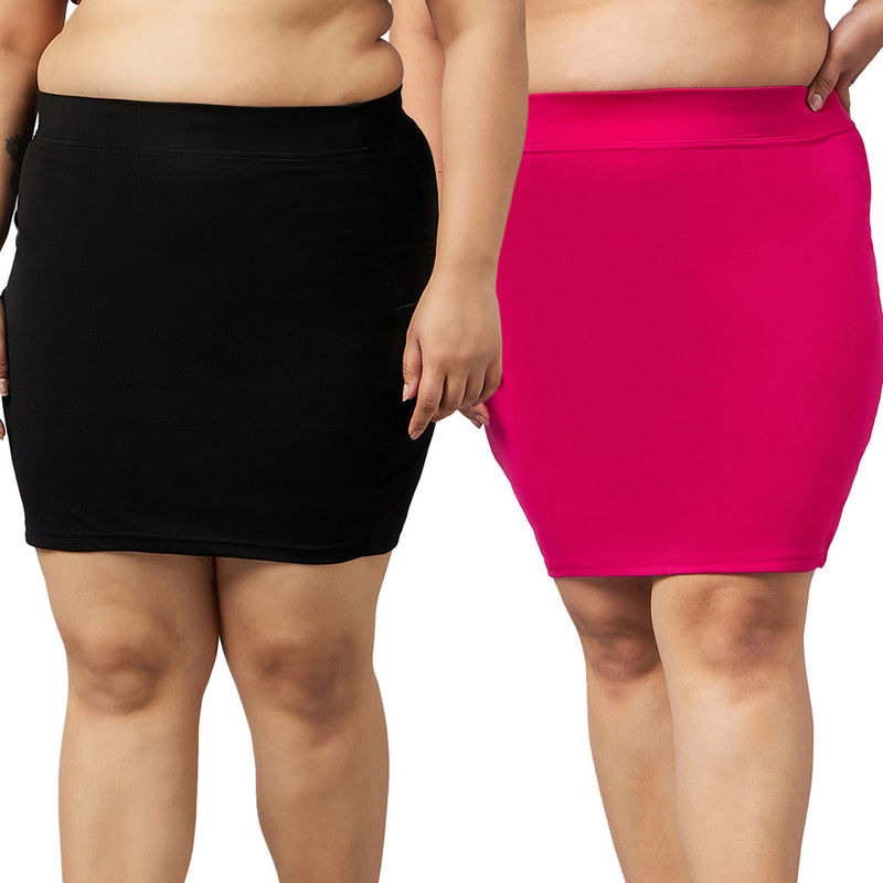 Secrets By ZeroKaata Women Plus Size Solid Seamless Skirt Shapewear (Pack of 2) (XL)