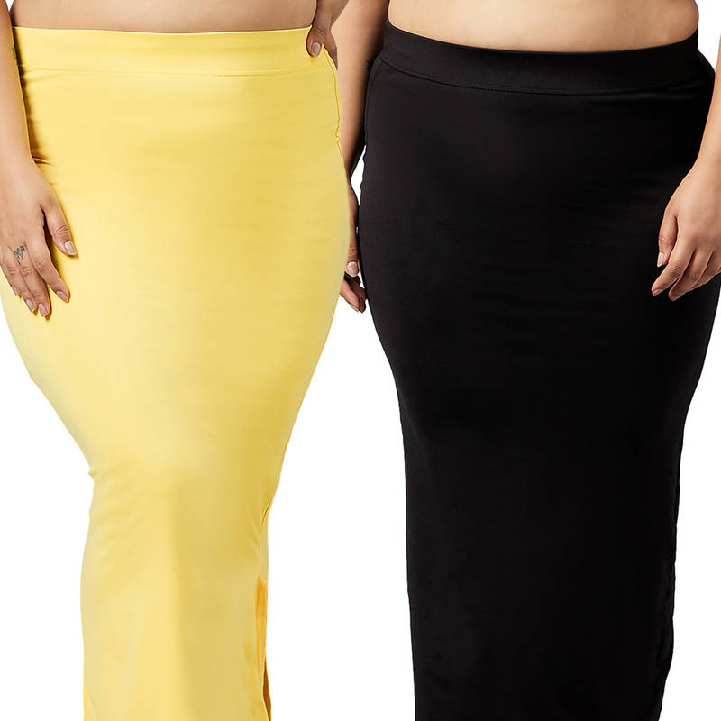 Secrets By ZeroKaata Women Plus Size Solid Seamless Saree Petticoat (Pack of 2) (L)
