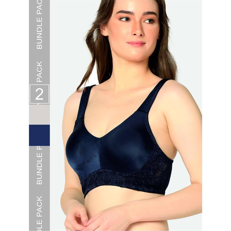 Curvy Love Plus Size Full Coverage Multi-Layer Non Padded Bra (Pack of 2) (34E)