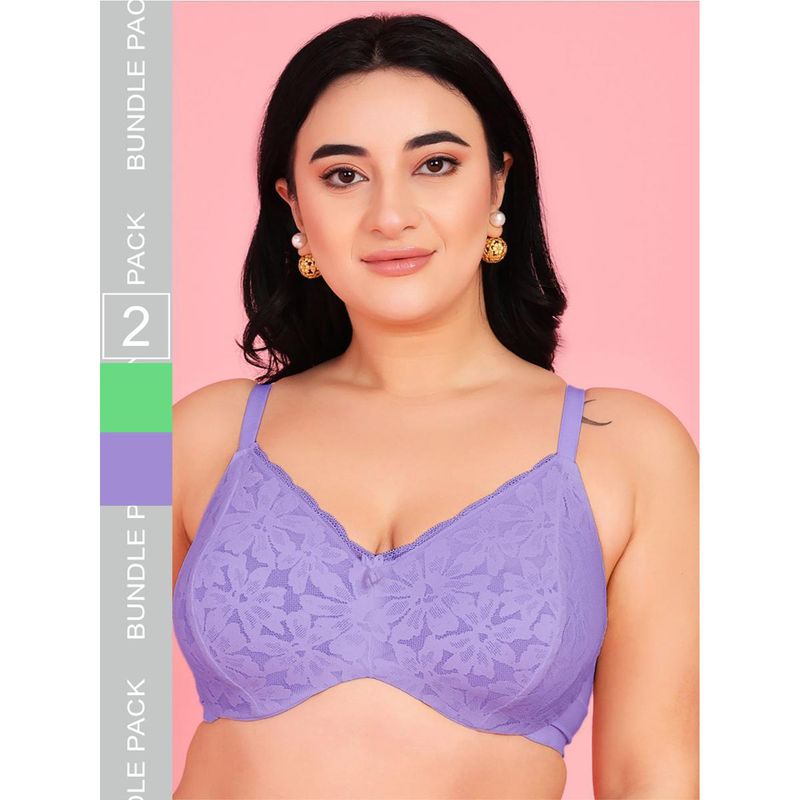 Curvy Love Plus Size Soft Lace Full Coverage Underwire Bra (Pack of 2) (34B)