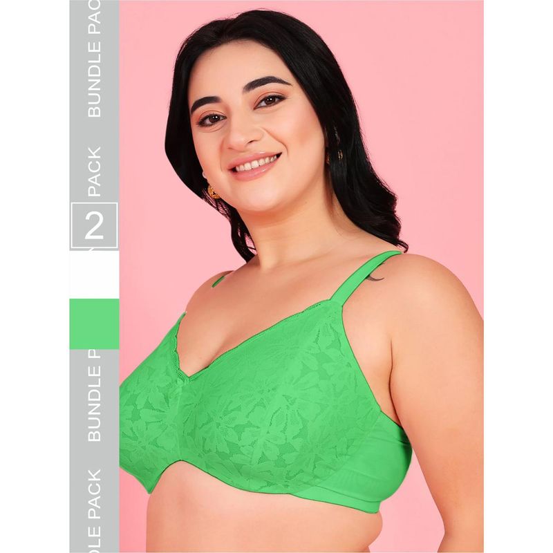 Curvy Love Plus Size Soft Lace Full Coverage Underwire Bra (Pack of 2) (34B)