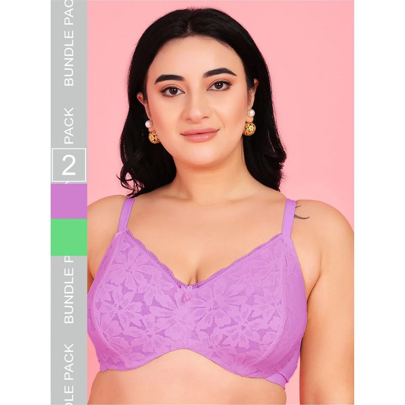 Curvy Love Plus Size Soft Lace Full Coverage Underwire Bra (Pack of 2) (34B)