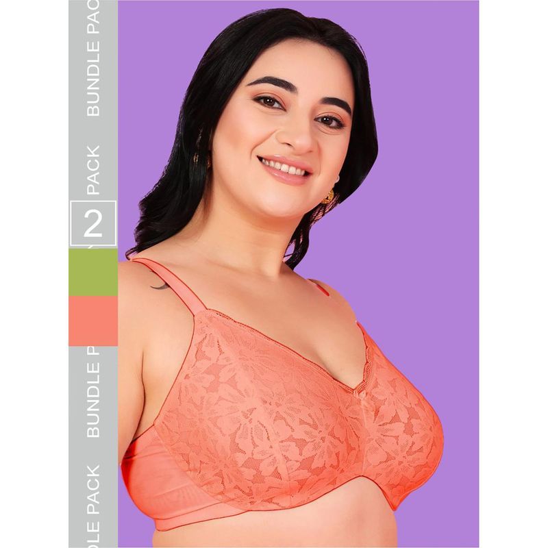 Curvy Love Plus Size Soft Lace Full Coverage Underwire Bra (Pack of 2) (34B)