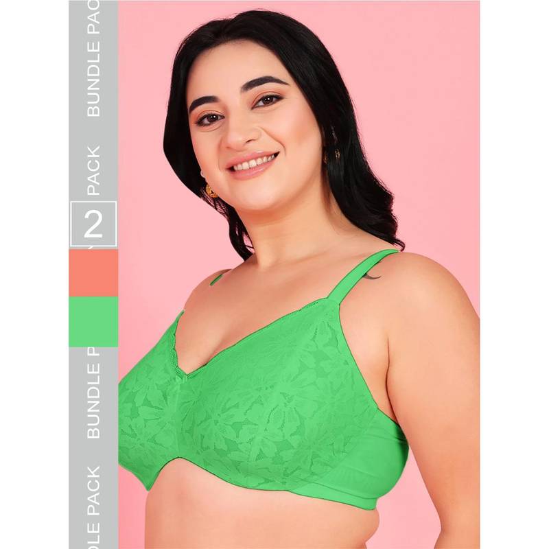 Curvy Love Plus Size Soft Lace Full Coverage Underwire Bra (Pack of 2) (34B)