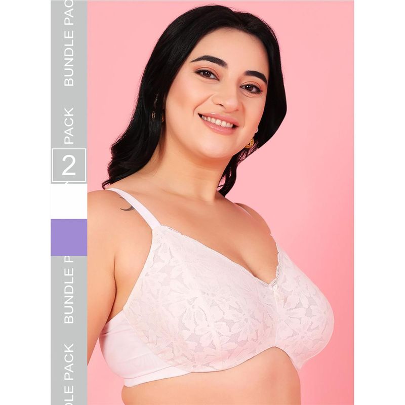 Curvy Love Plus Size Soft Lace Full Coverage Underwire Bra (Pack of 2) (34B)