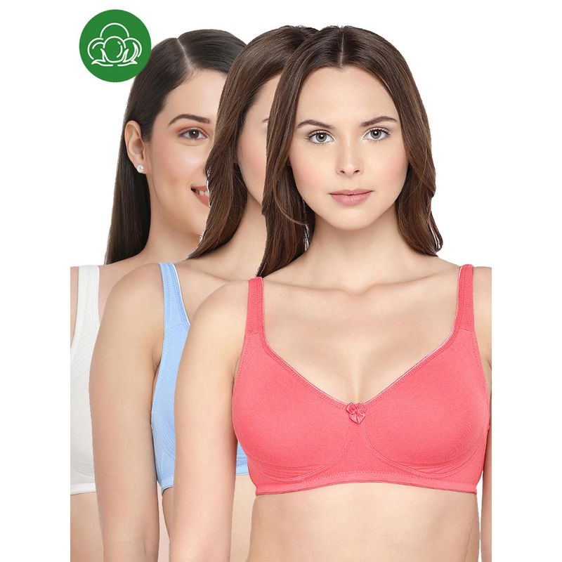Inner Sense Organic Cotton Antimicrobial Seamless Side Support Bra (Pack of 3) (32B)