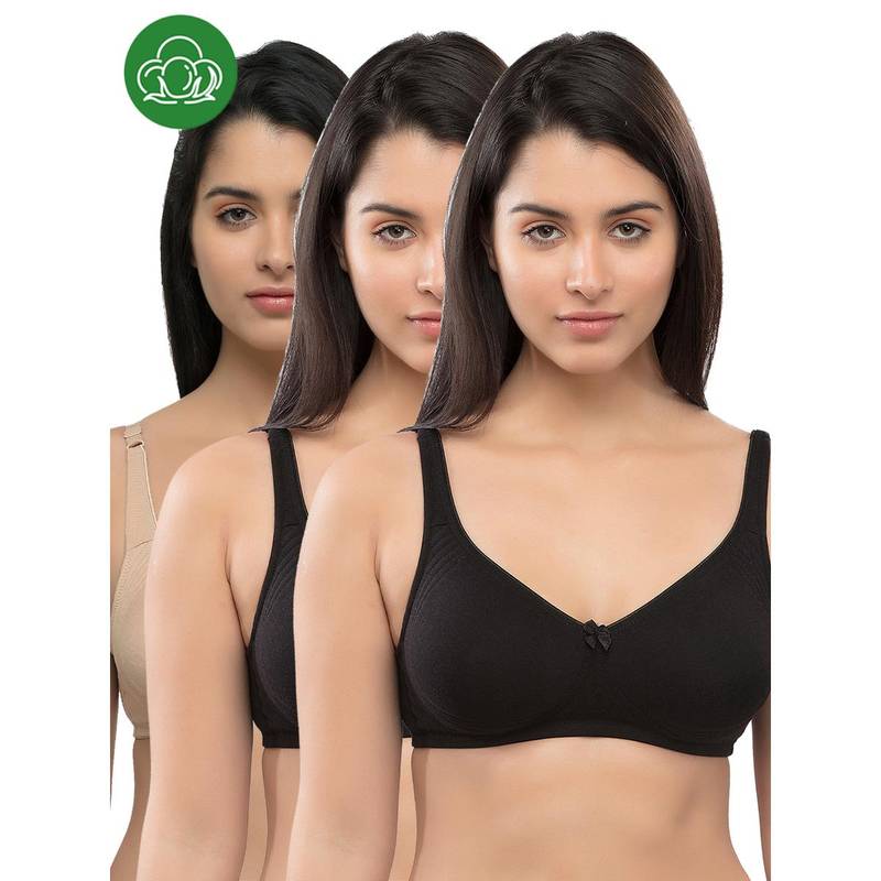 Inner Sense Organic Cotton Antimicrobial Seamless Side Support Bra (Pack of 3) (44C)