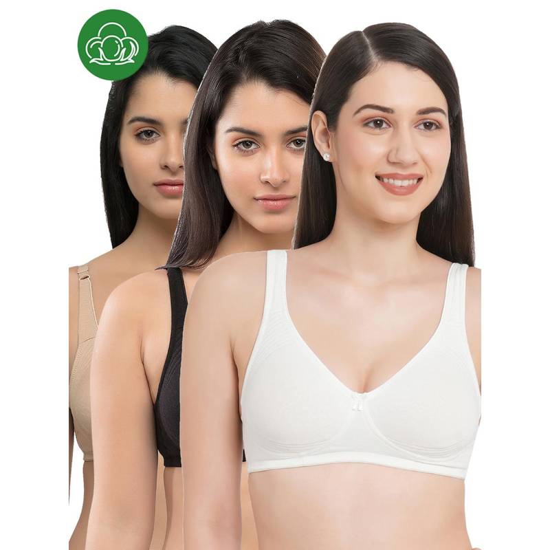 Inner Sense Organic Cotton Antimicrobial Seamless Side Support Bra (Pack of 3) (34C)