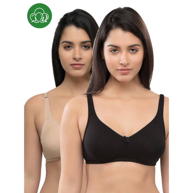 Inner Sense Organic Cotton Antimicrobial Seamless Side Support Bra (Pack of 2) (32B)