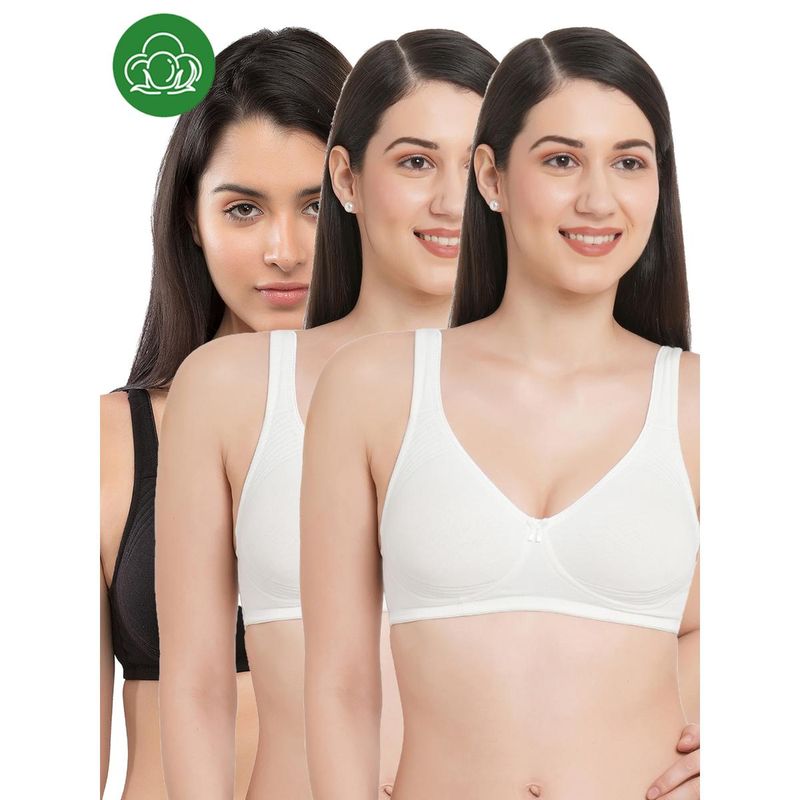 Inner Sense Organic Cotton Antimicrobial Seamless Side Support Bra (Pack of 3) (32B)
